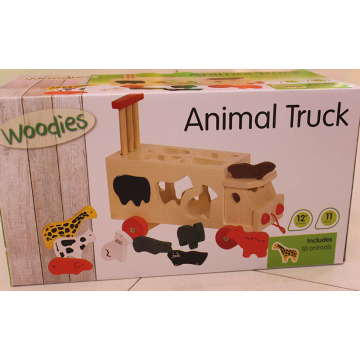 Camión de madera del juguete del clasificador de la forma del animal